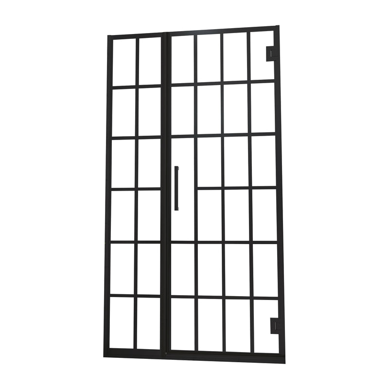 Supfirm Shower Door 34" W x 72" H Pivot Frameless Shower Door with Pattern Glass, Open Entry Design in Matte Black