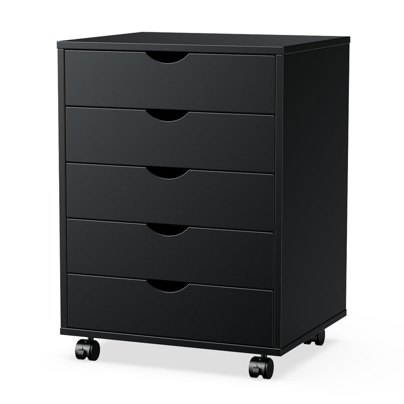 Supfirm Sweetcrispy 5 Drawer Chest - Storage Cabinets Dressers Wood Dresser Cabinet with Wheels Mobile Organizer Drawers for Office