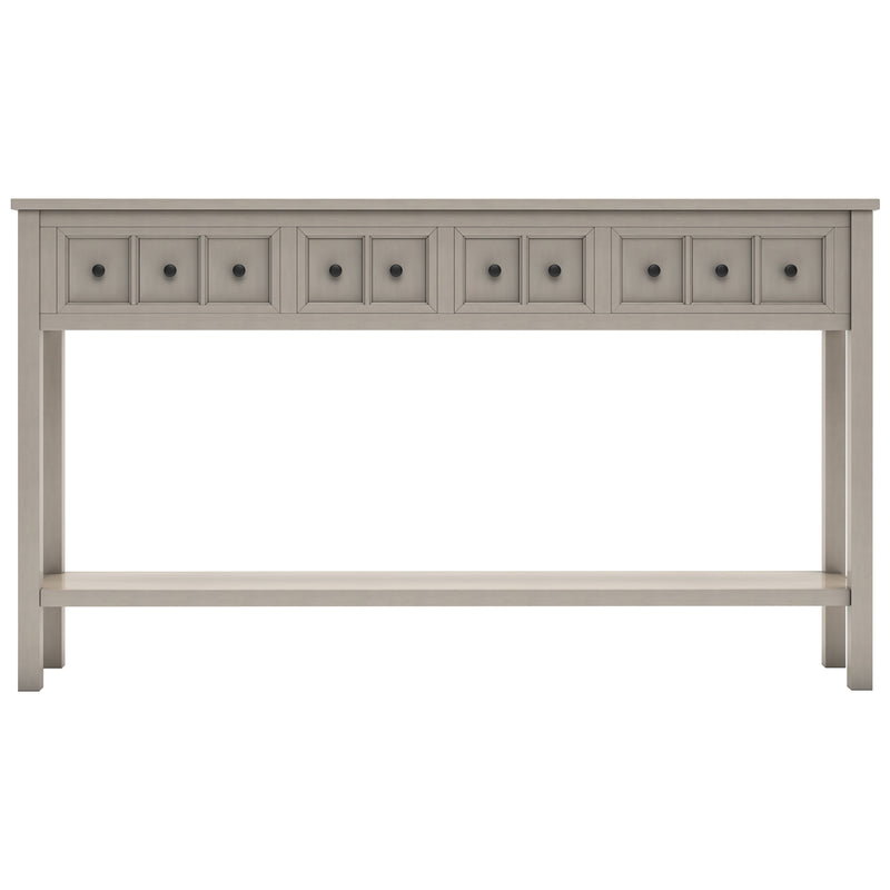 Supfirm TREXM Rustic Entryway Console Table, 60" Long Sofa Table with two Different Size Drawers and Bottom Shelf for Storage (Gray Wash)