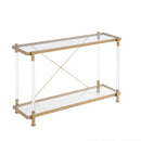 Supfirm 43.31'' Golden Glass Sofa Table, Acrylic Side Table, Console Table for Living Roome& Bedroom