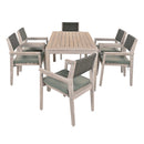 Supfirm Outdoor Dining Set Patio Dining table and Chairs with Rattan Backrest  and Removable Cushions for Patio and Backyard, White Washed