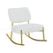 Supfirm Teddy suede material cushioned rocking chair, unique rocking chair, cushioned seat, white rocking chair with backrest and golden metal legs. Comfortable side chairs in living room, bedroom, office