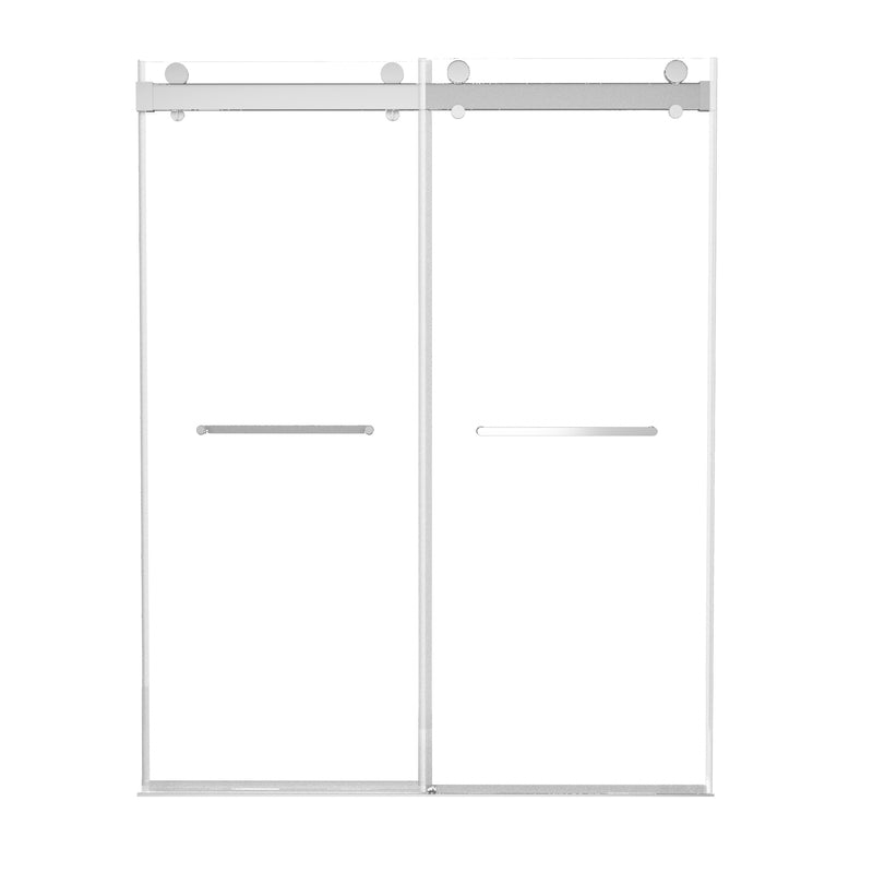 Supfirm Frameless Double Sliding Shower, 69" - 72" Width, 79" Height, 3/8" (10 mm) Clear Tempered Glass, , Designed for Smooth Door with Clear Tempered Glass and Stainless Steel Hardware Brushed Nickel