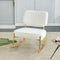 Supfirm Teddy suede material cushioned rocking chair, unique rocking chair, cushioned seat, white rocking chair with backrest and golden metal legs. Comfortable side chairs in living room, bedroom, office