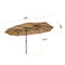 Supfirm 15x9ft Large Double-Sided Rectangular Outdoor Twin Patio Market Umbrella w/Crank- taupe