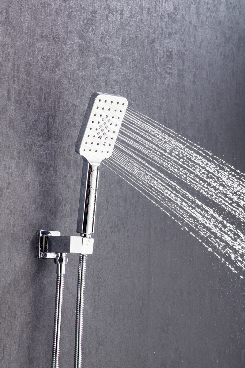 Supfirm Shower Faucet Set Shower System with 12 Inch Rain Shower Head and Handheld, Bathroom Shower Combo Set Wall Mounted System Rough-in Valve Body and Trim Included.