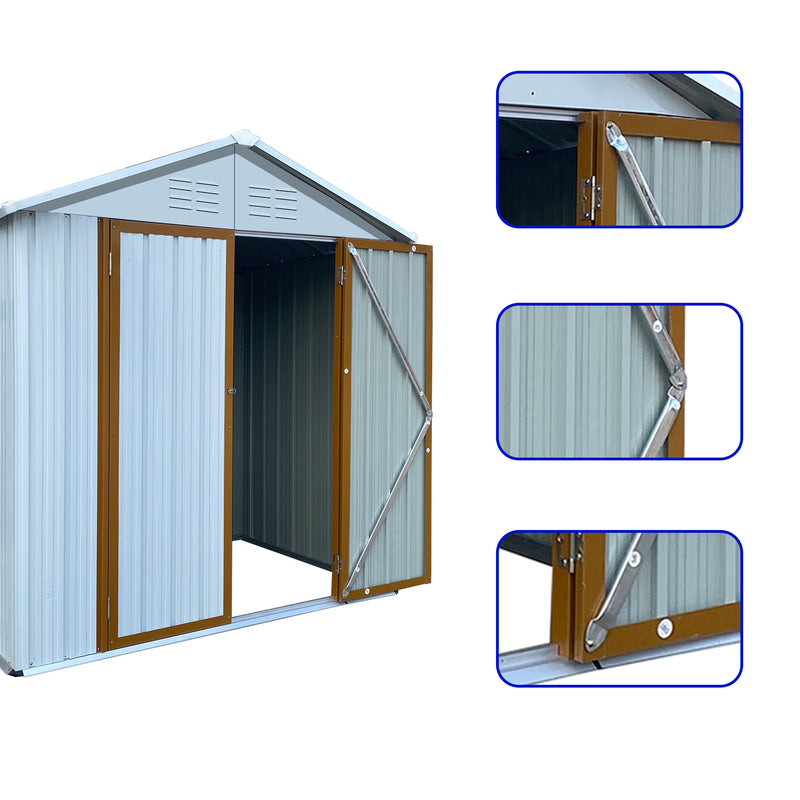 Supfirm Outdoor storage sheds 4FTx6FT Apex roof White+Yellow