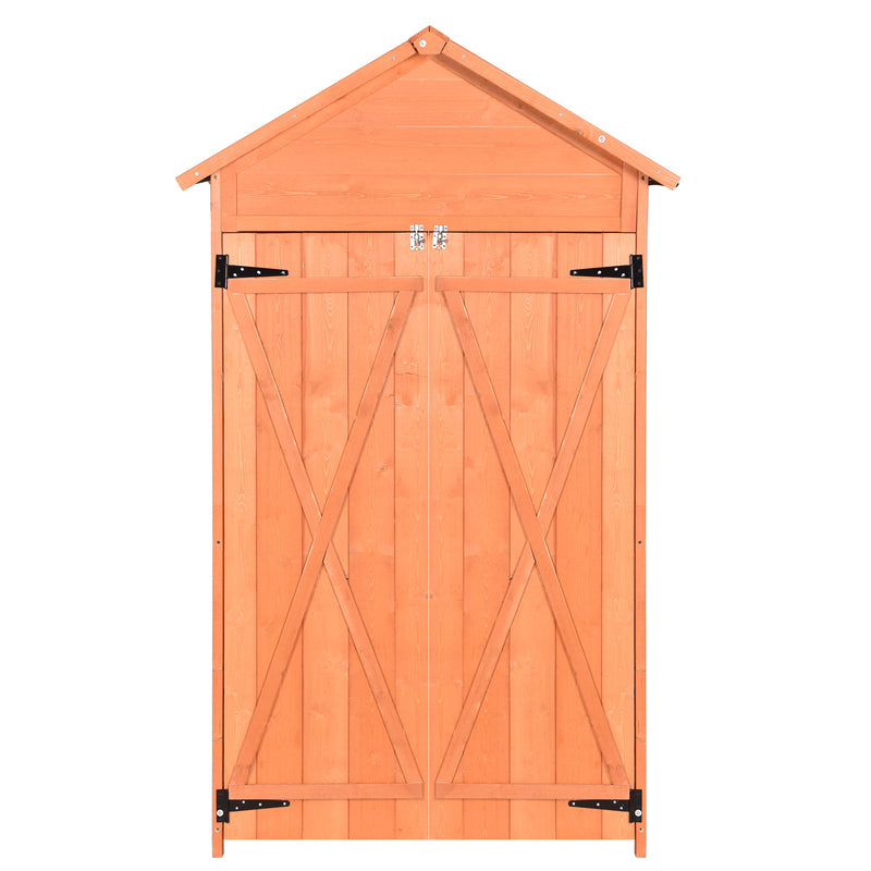 Supfirm Outdoor Storage Shed Wood Tool Shed Waterproof Garden Storage Cabinet with Lockable Doors for Patio Furniture, Backyard, Lawn, Meadow, Farmland