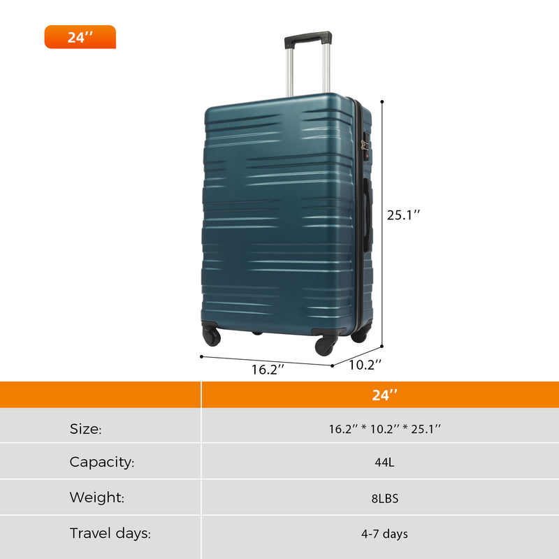 Supfirm Merax Luggage with TSA Lock Spinner Wheels Hardside Expandable Luggage Travel Suitcase Carry on Luggage ABS 24"