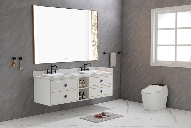 72*23*21in Wall Hung Doulble Sink Bath Vanity Cabinet Only in Bathroom Vanities without Tops - Supfirm