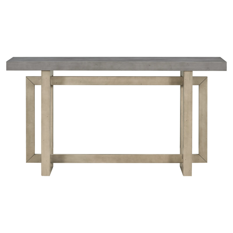 Supfirm U_STYLE Contemporary Console Table with  Industrial-inspired Concrete Wood Top, Extra Long Entryway Table for Entryway, Hallway, Living Room, Foyer, Corridor