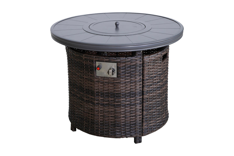 Supfirm Living Source International 25" H x 32" W Aluminum Outdoor Fire Pit Table with Lid(Espresso)