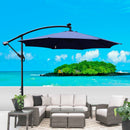 Supfirm 10 ft Outdoor Patio Umbrella Solar Powered LED Lighted Sun Shade Market Waterproof 8 Ribs Umbrella with Crank and Cross Base for Garden Deck Backyard Pool Shade Outside Deck Swimming Pool