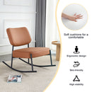 Supfirm PU material cushioned rocking chair, unique rocking chair, cushioned seat, brown backrest rocking chair, black metal legs. Comfortable side chairs in the living room, bedroom, and office