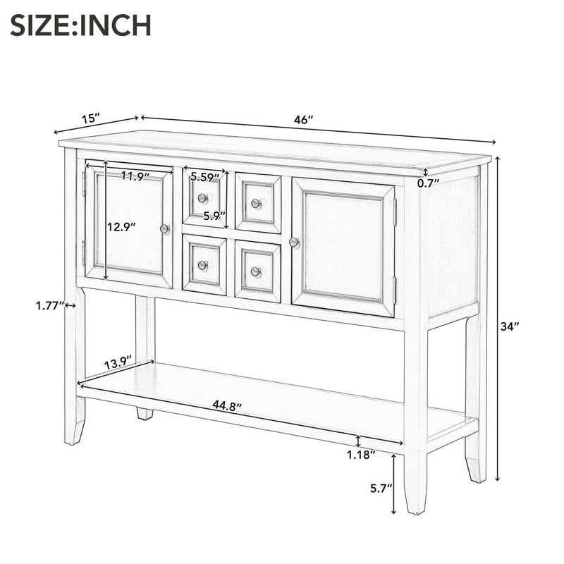 Supfirm TREXM Cambridge Series  Ample Storage Vintage Console Table with Four Small Drawers and Bottom Shelf for Living Rooms, Entrances and Kitchens (Antique Gray, OLD SKU: WF190263AAE)