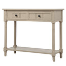 Supfirm TREXM Daisy Series Console Table Traditional Design with Two Drawers and Bottom Shelf (Retro Grey)