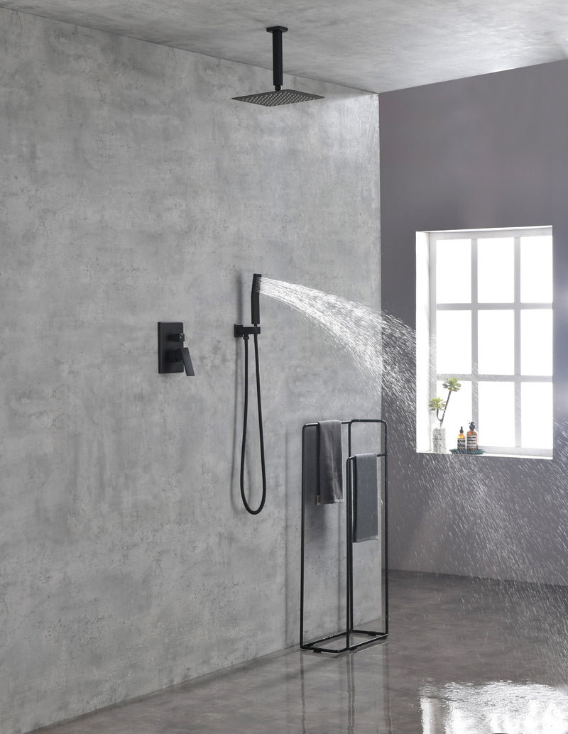 Supfirm Ceiling Mounted Shower System Combo Set with Handheld and 12"Shower head