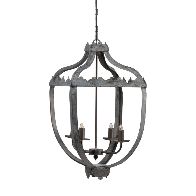 4 - Light Metal Chandelier, Hanging Light Fixture with Adjustable Chain for Kitchen Dining Room Foyer Entryway, Bulb Not Included - Supfirm