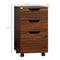 Supfirm 3 Drawer Office Storage Cabinet, Under Desk Cabinet with Wheels, Brown Wood Grain