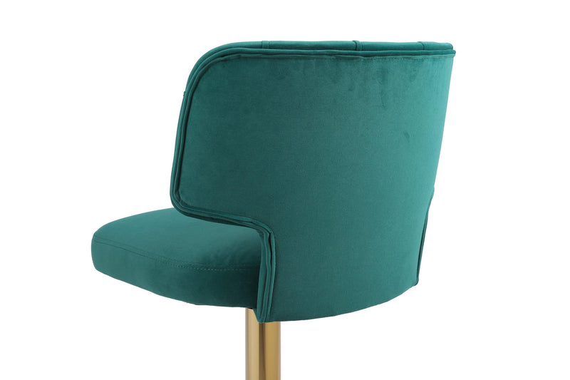 Modern Barstools Bar Height, Swivel Velvet Bar Stool Counter Height Bar Chairs Seat Adjustable Tufted Stool with Back& Footrest for Home Bar Kitchen Island Chair (Emerald, Set of 2) - Supfirm