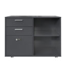 Supfirm Drawer Wood File Cabinet with coded Lock, hanging File Folders A4 or Letter Size, Small Rolling File Cabinet Printer Stand office storage cabinet Office pulley movable file cabinet dark gray