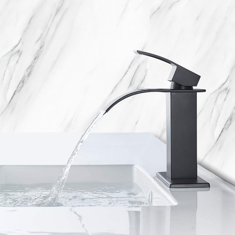 Supfirm Waterfall Spout Bathroom Faucet,Single Handle Bathroom Vanity Sink Faucet