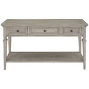 Supfirm TREXM Classic Retro Style Console Table with Three Top Drawers and Open Style Bottom Shelf, Easy Assembly (Gray Wash)