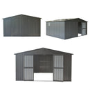 Supfirm Backyard Storage Shed 11'x 9' with Galvanized Steel Frame & Windows, Outdoor Garden Shed Metal Utility Tool Storage Room with Lockable Door for Patio(Dark Gray)