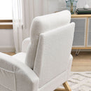 Supfirm [Video] Welike 27.6"W Modern Accent High Backrest Living Room Lounge Arm Rocking Chair, Two Side Pocket ,Teddy White (Ivory)