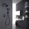 Supfirm Round Shower System Wall Mounted Shower Faucet Rain Mixer Combo Set, Rain Shower Head Shower Set for Bathroom in Matte Black