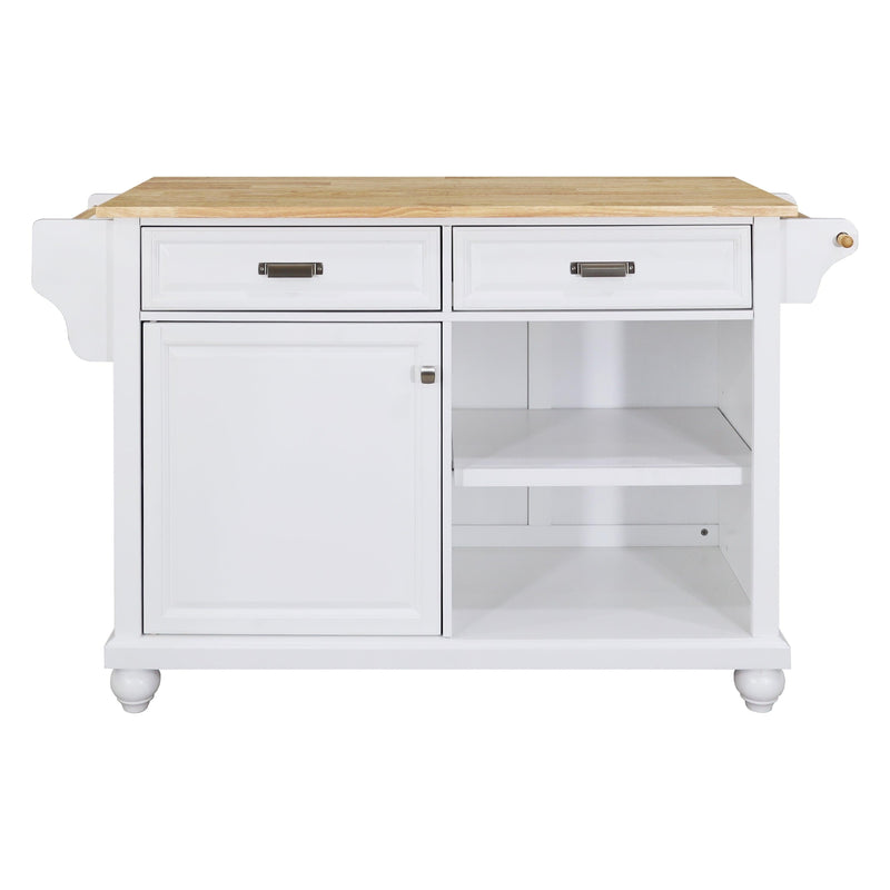 Cambridge Natural Wood Top Kitchen Island with Storage - Supfirm