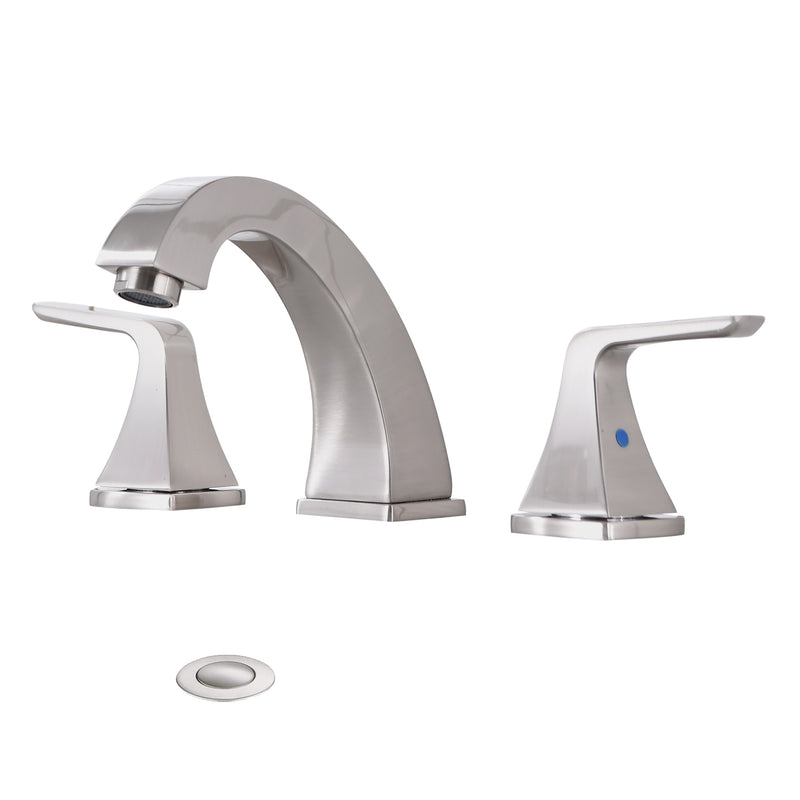 Supfirm Widespread 2 Handles Bathroom Faucet with Pop Up Sink Drain