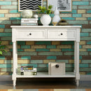 Supfirm TREXM Daisy Series Console Table Traditional Design with Two Drawers and Bottom Shelf (Ivory White)