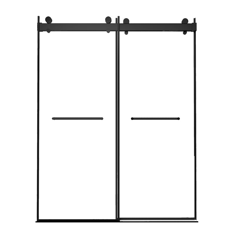 Supfirm Frameless Double Sliding Shower, 69" - 72" Width, 79" Height, 3/8" (10 mm) Clear Tempered Glass, , Designed for Smooth Door with Clear Tempered Glass and Stainless Steel Hardware in Matt Black Finish