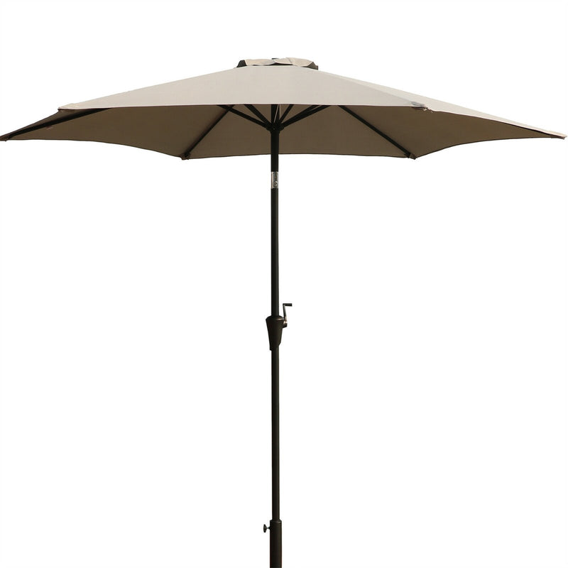 Supfirm 8.8 feet Outdoor Aluminum Patio Umbrella, Patio Umbrella, Market Umbrella with 42 pounds Round Resin Umbrella Base, Push Button Tilt and Crank lift, Gray