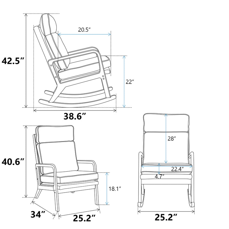 Supfirm 25.2"W Modern Rocking Chair Accent Lounge Armchair Comfy Boucle Upholstered High Back Wooden Rocker for Nursery Living Room Baby Kids Room Bedroom, Black