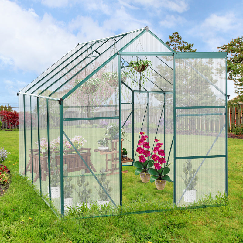 Supfirm 6X10FT Polycarbonate Greenhouse Raised Base and Anchor Aluminum Heavy Duty Walk-in Greenhouses for Outdoor Backyard in All Season