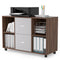 Supfirm Mobile lateral filing cabinet with 2 drawers and 4 open storage cabinets, for home office, walnut-light gray