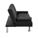 sofa bed with Armrest two holders WOOD FRAME, STAINLESS LEG, FUTON BLACK PVC - Supfirm