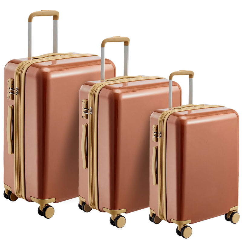 Supfirm Hardshell PC Luggage Sets 3 Piece Spinner 8 wheels Suitcase with TSA Lock Lightweight 20''24''28''