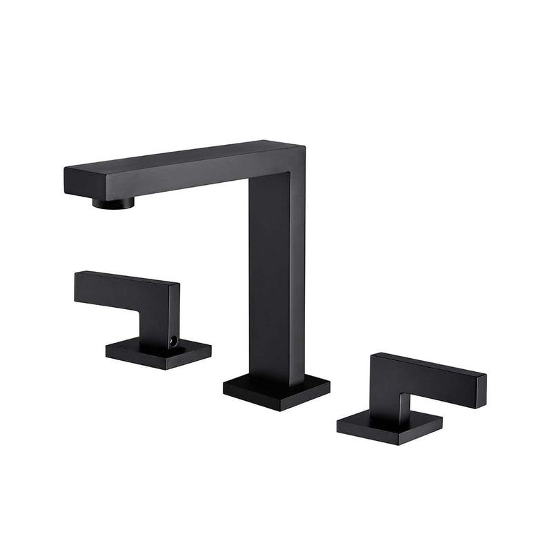 Supfirm 8 in. Widespread Double Handle Bathroom Faucet 3 Hole Vanity Faucet in Matte Black