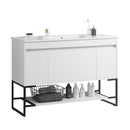 48" Bathroom Vanity with Sink,Bathroom Vanity Cabinet with Two Soft Close Cabinet Doors & soft-close Drawers,Bathroom Storage Cabinet with a Lower Open Shelf,with Metal Legs,White Ceramic Sink,White - Supfirm