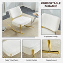 Supfirm Teddy suede material cushioned rocking chair, unique rocking chair, cushioned seat, white rocking chair with backrest and golden metal legs. Comfortable side chairs in living room, bedroom, office