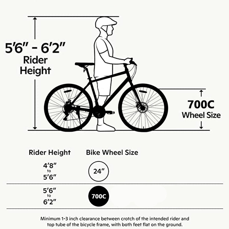 Supfirm 21 Speed Hybrid bike Disc Brake 700C Road Bike For men women's City Bicycle