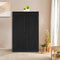 Supfirm Bathroom Storage Cabinet Freestanding Wooden Floor Cabinet with Adjustable Shelf and Double Door Black