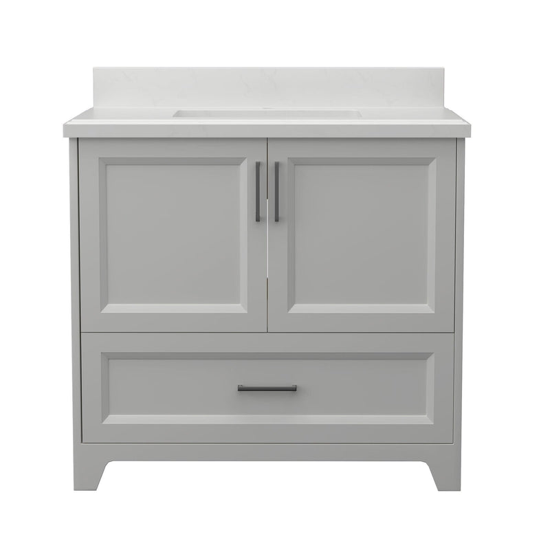 Solid Wood 36" Bathroom Vanity with Sink Combo, Modern Undermount Single Bathroom Cabinet Set, Includes Countertop & Integrated Sink, Soft Closing Doors & Drawers, Bathroom Dresser Light Gray - Supfirm