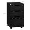 Supfirm 3 Drawer Office Storage Cabinet, Under Desk Cabinet with Wheels, Black Wood Grain