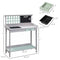 Supfirm Outdoor Wooden Potting Bench Table with Removable Sink, Garden Work Bench with Chalkboard, Drawer, Open Shelf Storage, Light Gray