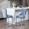 26" Counter Height Bar Stools Set of 2, Modern Velvet Barstools with Button Back&Rivet Trim Upholstered Kitchen Island Chairs with Sturdy Chromed Metal Base Legs Farmhouse Bar Stools,Light Blue,2 Pack - Supfirm