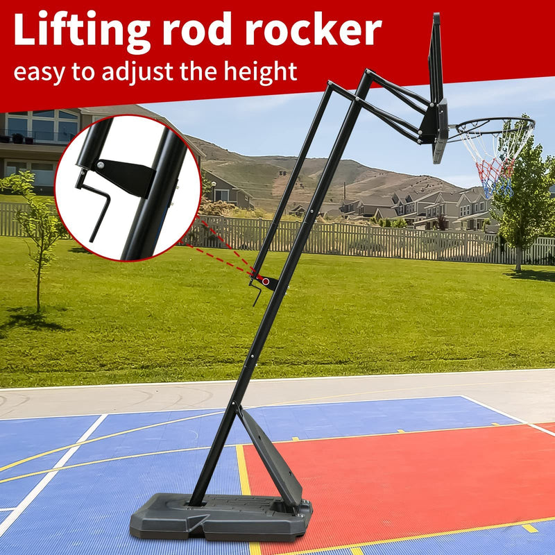 Supfirm Height Adjustable 7 to 10ft Basketball Hoop 44 Inch Backboard Portable Basketball Goal System with Stable Base and Wheels, use for Outdoor